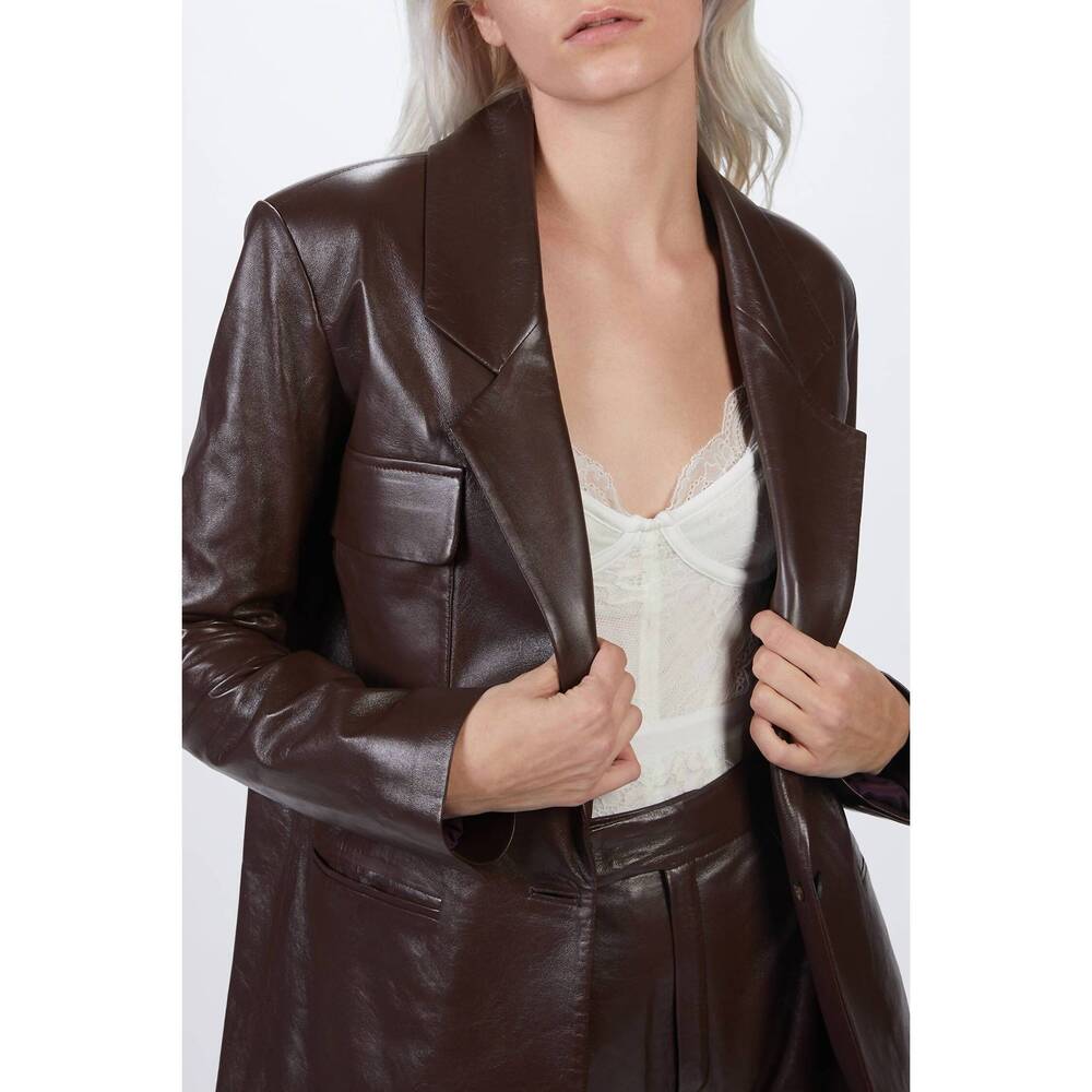 NEW ZEYNEP ARCAY suit leather jacket in plum - Picture 5 of 9